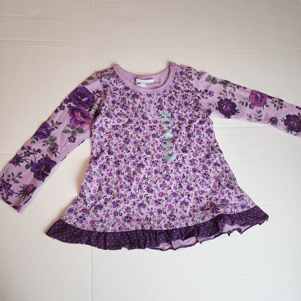 New Naartjie girls sz 18 - 24 purple floral tunic long sleeve